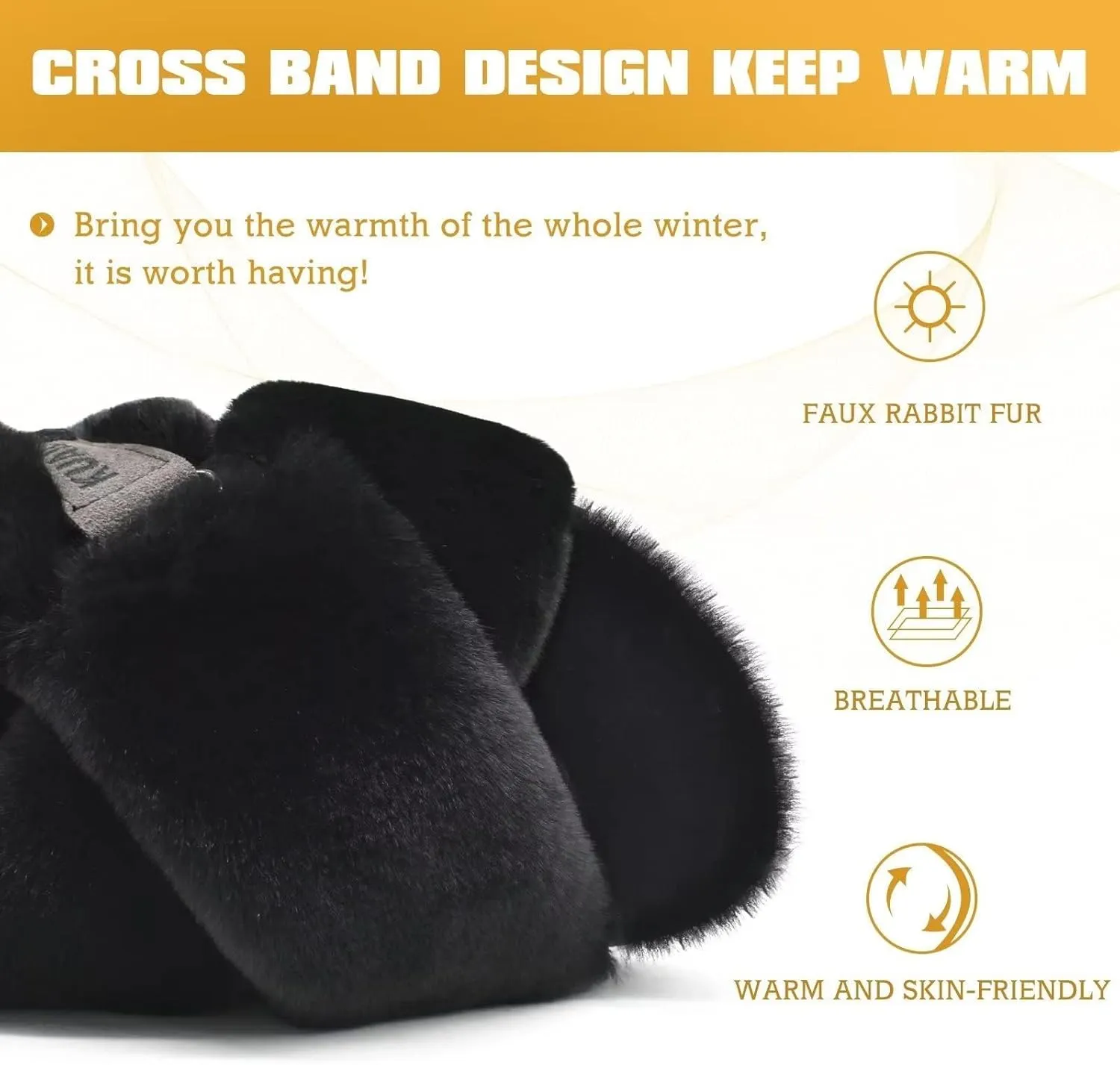 KuaiLu Womens Fuzzy Criss Cross Band Platform Slippers Arch Support Furry Faux Fur Ladies Open Toe Cozy Soft Plush Fleece Comfy House Shoes Sandals