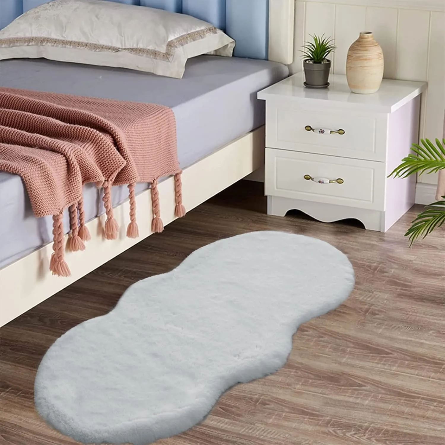 Latepis Accent 2x4 Grey Furry Washable Faux Fur Fluffy Shag Plush Shaggy Soft Rabbit Sheepskin Rug for Playroom, Sofa, Bedroom, Nursery Room