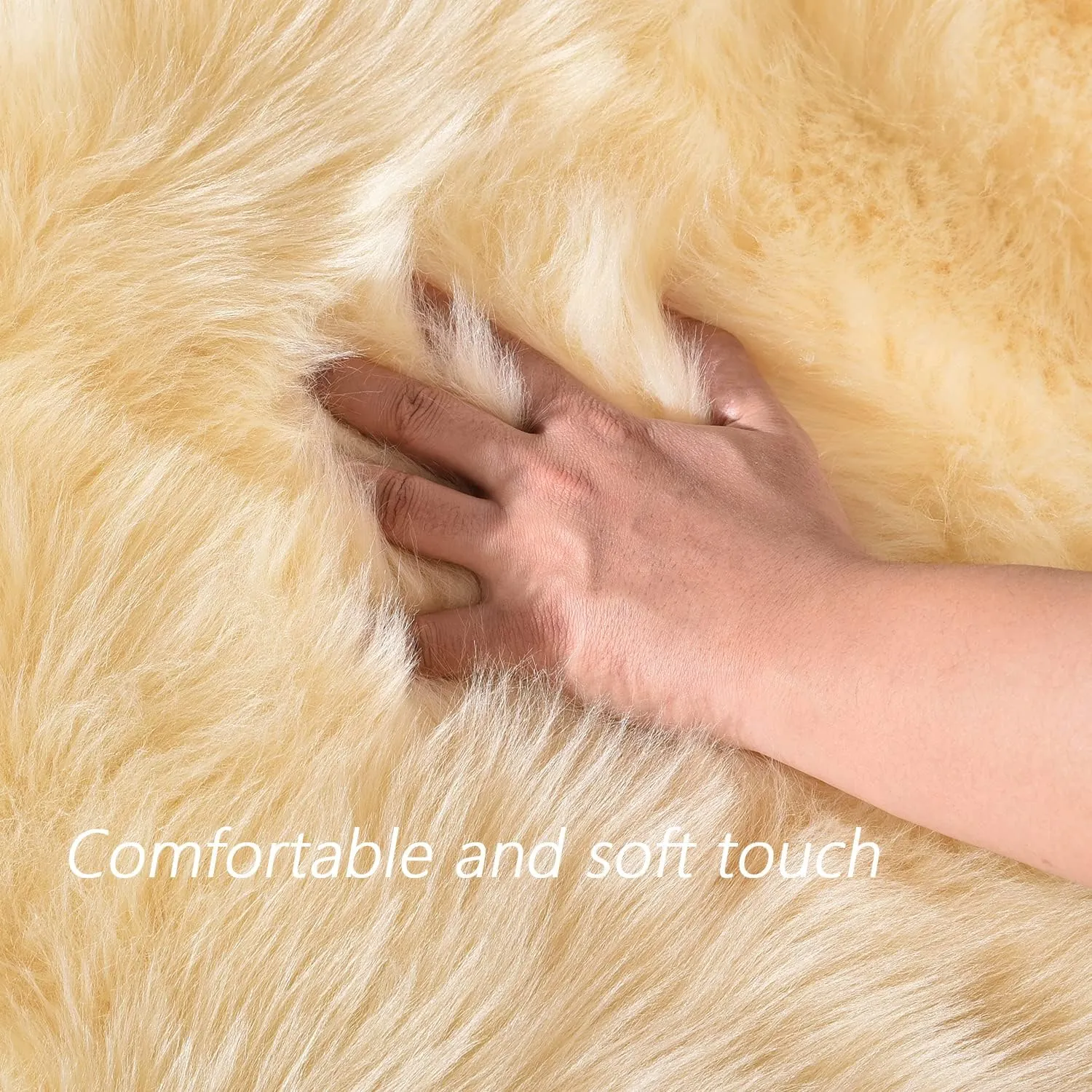 Latepis Yellow Fur Rug - 3x4 Faux Sheepskin Shag Fluffy Rug for Bedroom, Rectangle