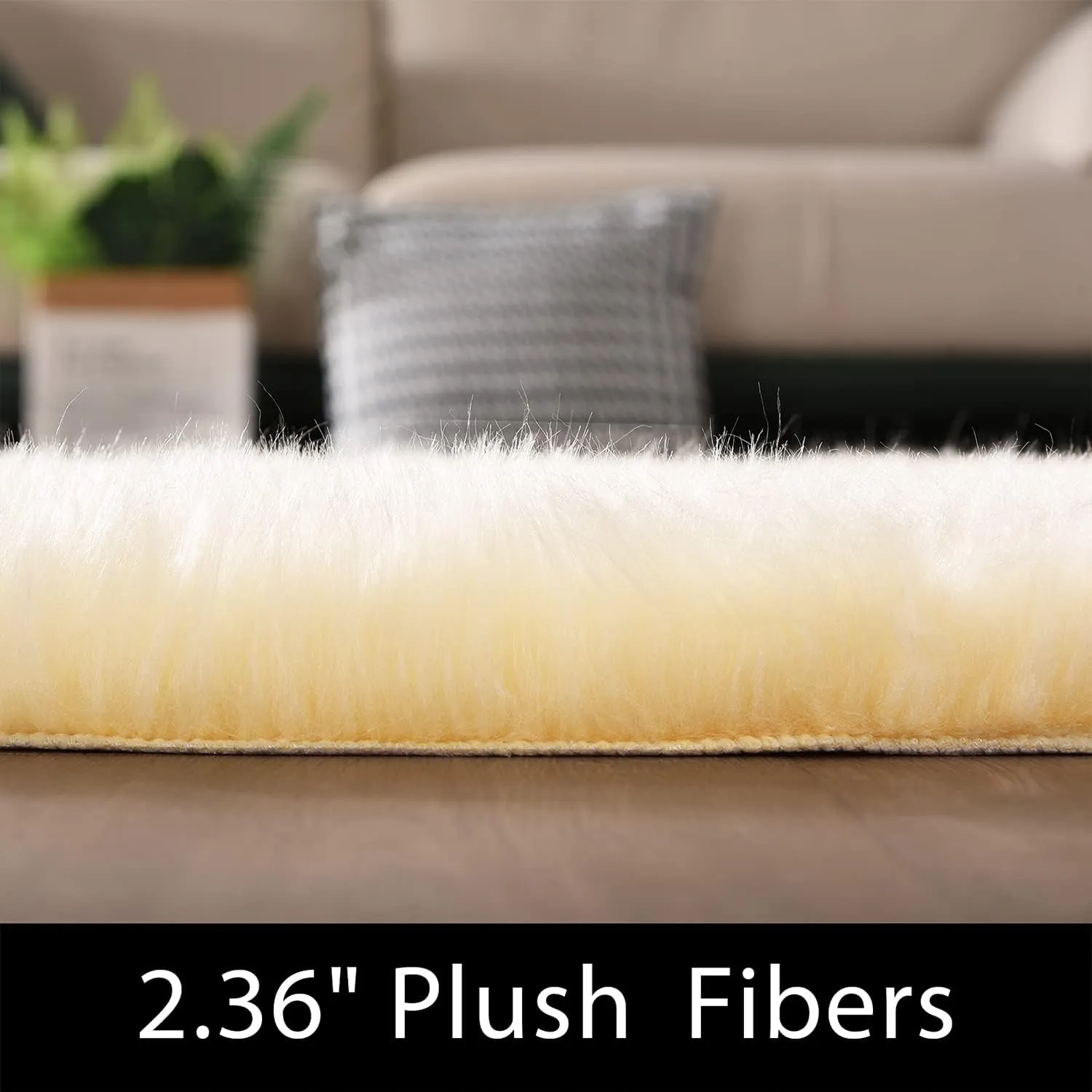 Latepis Yellow Fur Rug - 3x4 Faux Sheepskin Shag Fluffy Rug for Bedroom, Rectangle