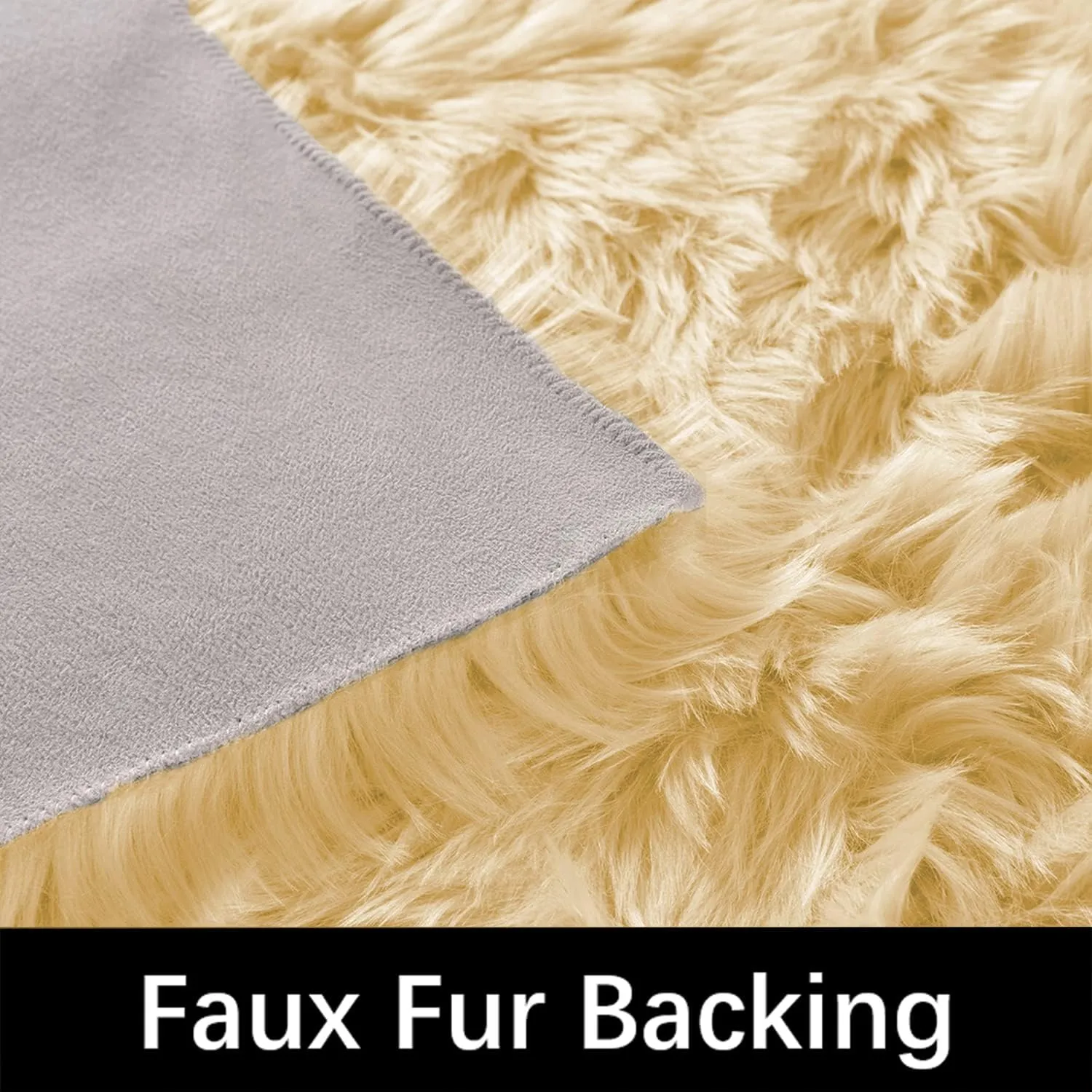 Latepis Yellow Fur Rug - 3x4 Faux Sheepskin Shag Fluffy Rug for Bedroom, Rectangle