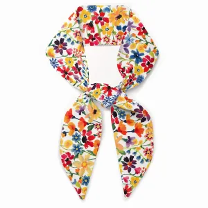 Liberty London Purse, Head, Neck Scarf - Choose Length - "Dreams of Summer" Floral Skinny Scarf - Tie Headband, Handbag, Purse Handle - Bright Silky Tana Lawn Cotton
