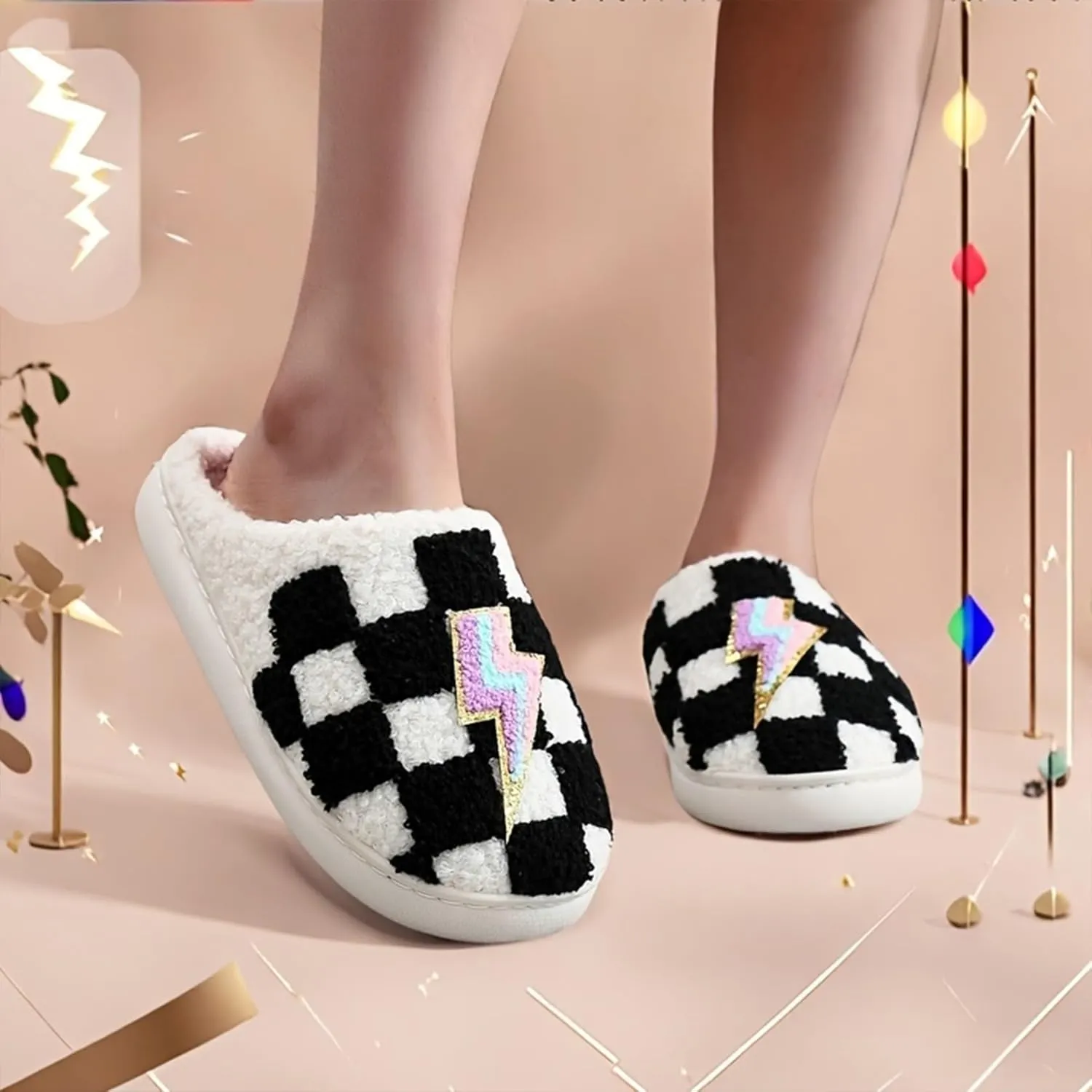 LNERIP Animal Slippers Fruit Slippers Plant Slippers Various Cartoon Patterns Fluffy Soft Memory Foam Retro Indoor Outdoor Home Couple Shoes