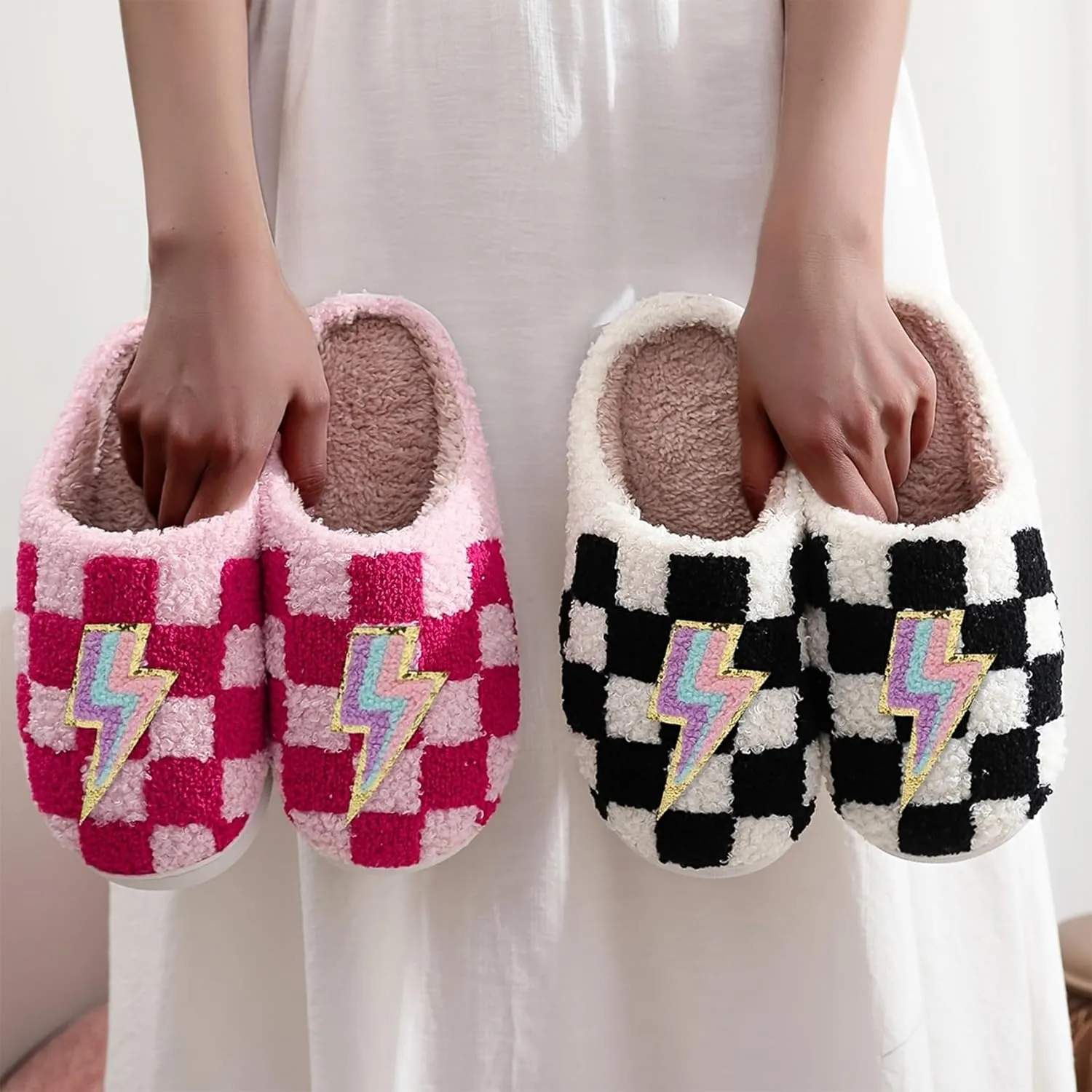 LNERIP Animal Slippers Fruit Slippers Plant Slippers Various Cartoon Patterns Fluffy Soft Memory Foam Retro Indoor Outdoor Home Couple Shoes