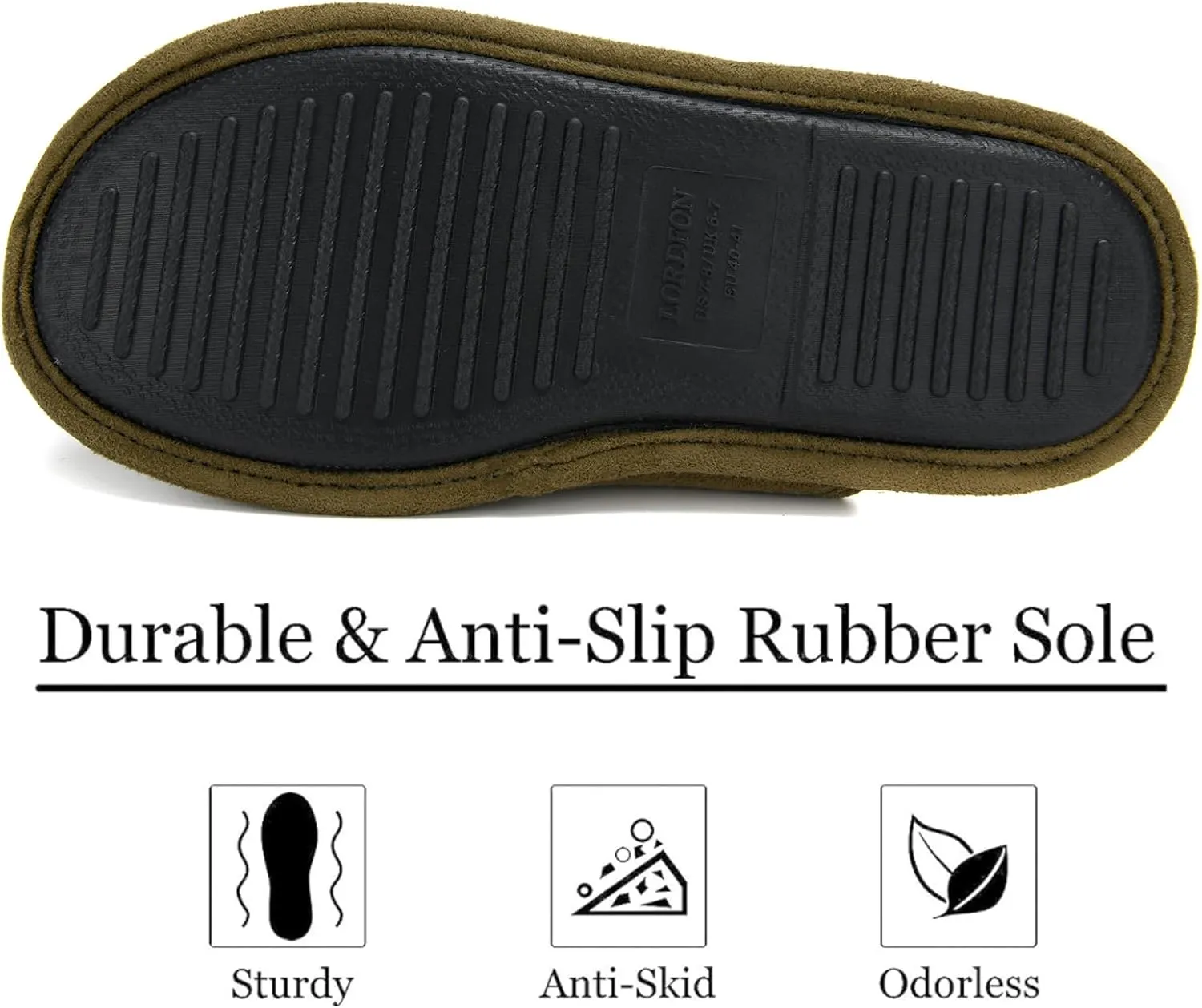 LORDFON Mens-Memory-Foam-Slip-On-House-Slippers Closed Toe Scuff Indoor Home Slipper for Men Comfy Cozy Soft Non-Slip Bedroom Slippers Houseshoes