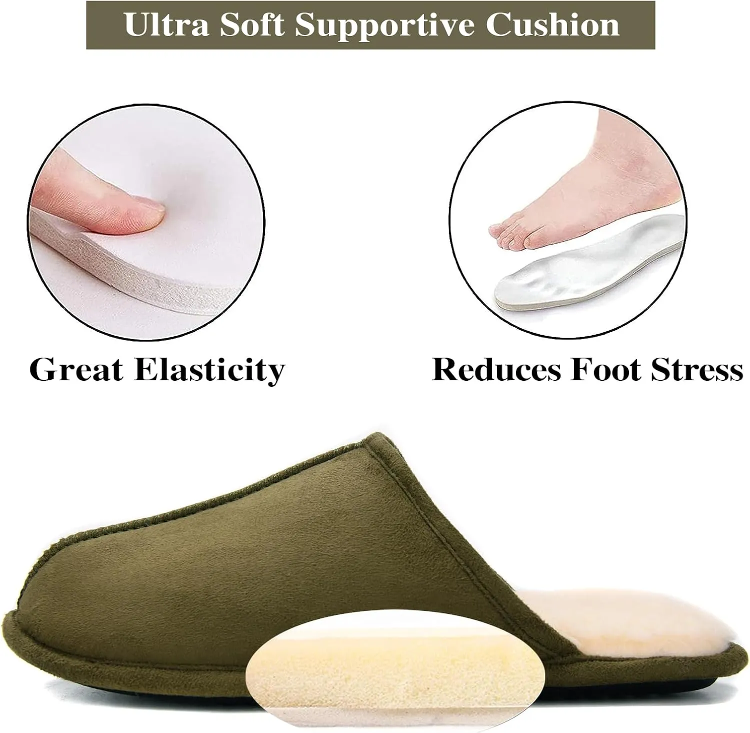 LORDFON Mens-Memory-Foam-Slip-On-House-Slippers Closed Toe Scuff Indoor Home Slipper for Men Comfy Cozy Soft Non-Slip Bedroom Slippers Houseshoes