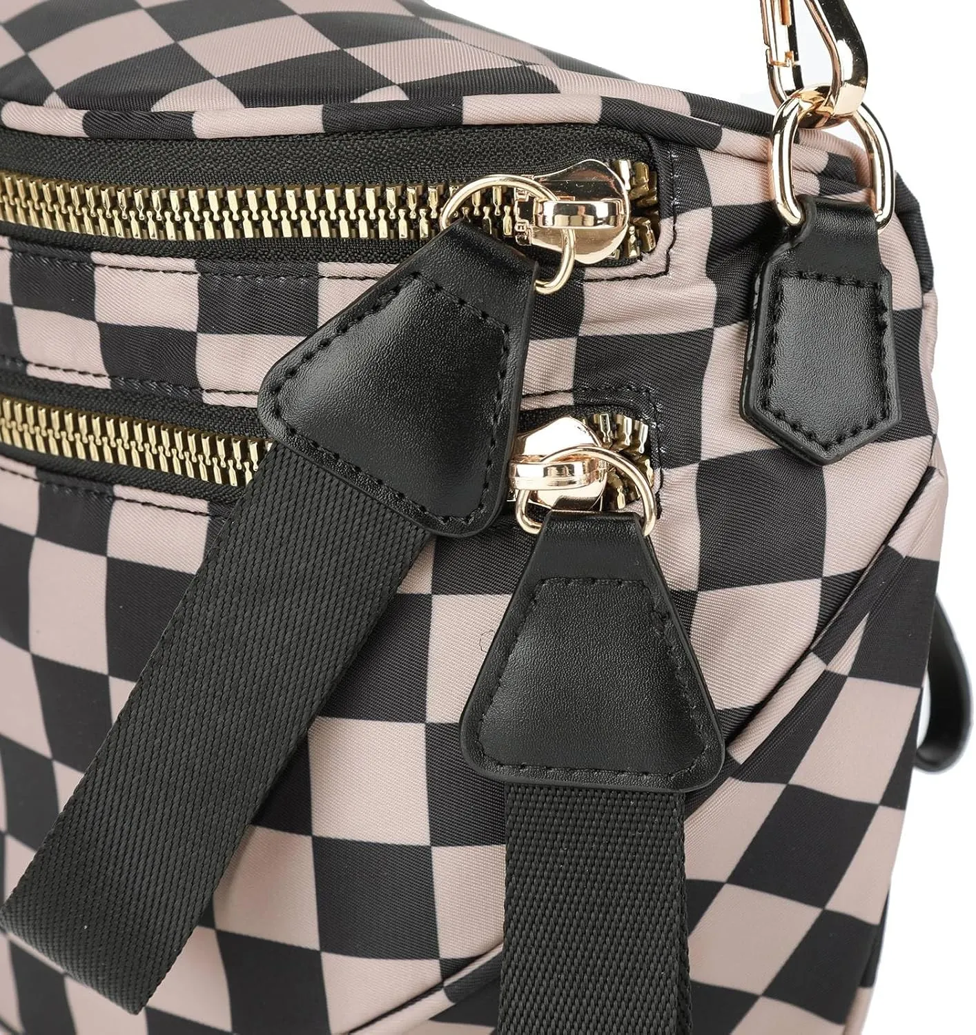 Lushandy Checkered Crossbody Bags for Women, Bum Bag Nylon Checkered Shoulder Bag Large Hobo Crossbody Purse for Travel
