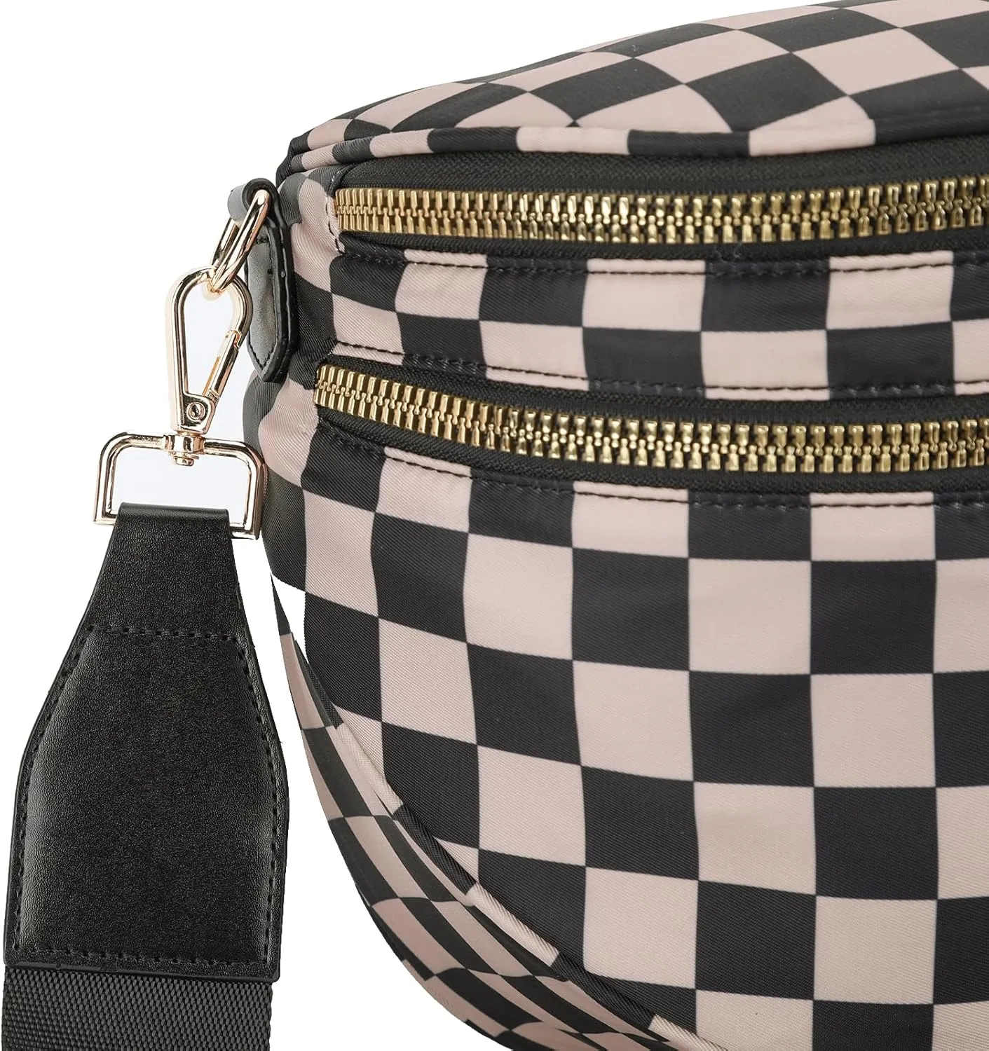 Lushandy Checkered Crossbody Bags for Women, Bum Bag Nylon Checkered Shoulder Bag Large Hobo Crossbody Purse for Travel