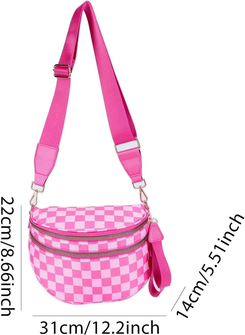 Lushandy Checkered Crossbody Bags for Women, Bum Bag Nylon Checkered Shoulder Bag Large Hobo Crossbody Purse for Travel