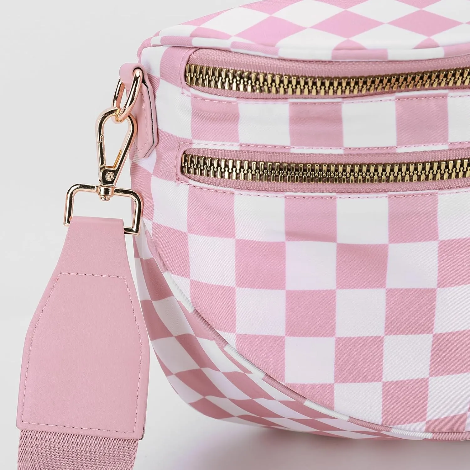 Lushandy Checkered Crossbody Bags for Women, Bum Bag Nylon Checkered Shoulder Bag Large Hobo Crossbody Purse for Travel