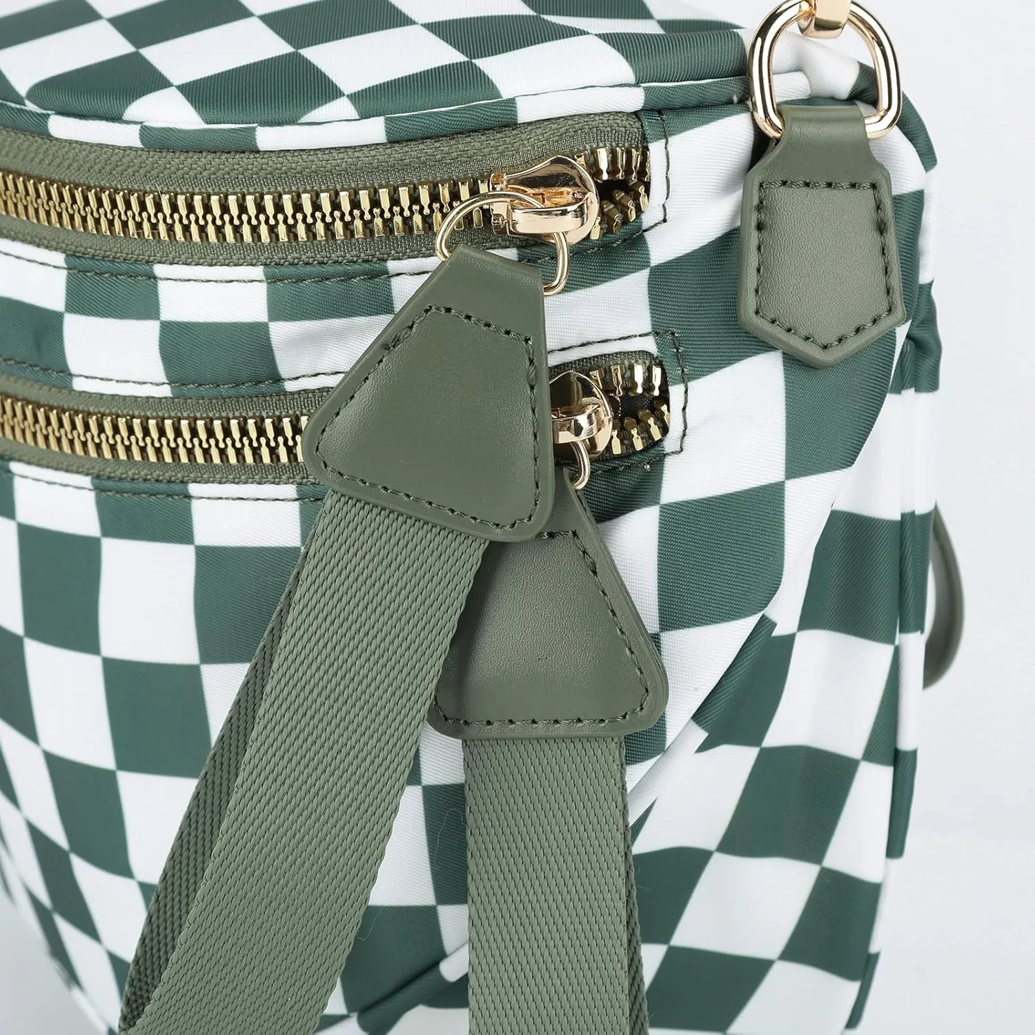 Lushandy Checkered Crossbody Bags for Women, Bum Bag Nylon Checkered Shoulder Bag Large Hobo Crossbody Purse for Travel