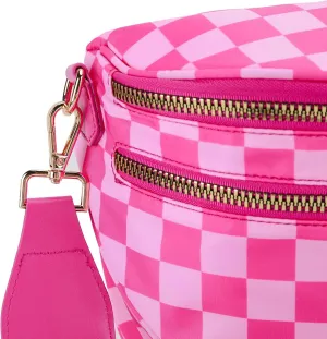 Lushandy Checkered Crossbody Bags for Women, Bum Bag Nylon Checkered Shoulder Bag Large Hobo Crossbody Purse for Travel
