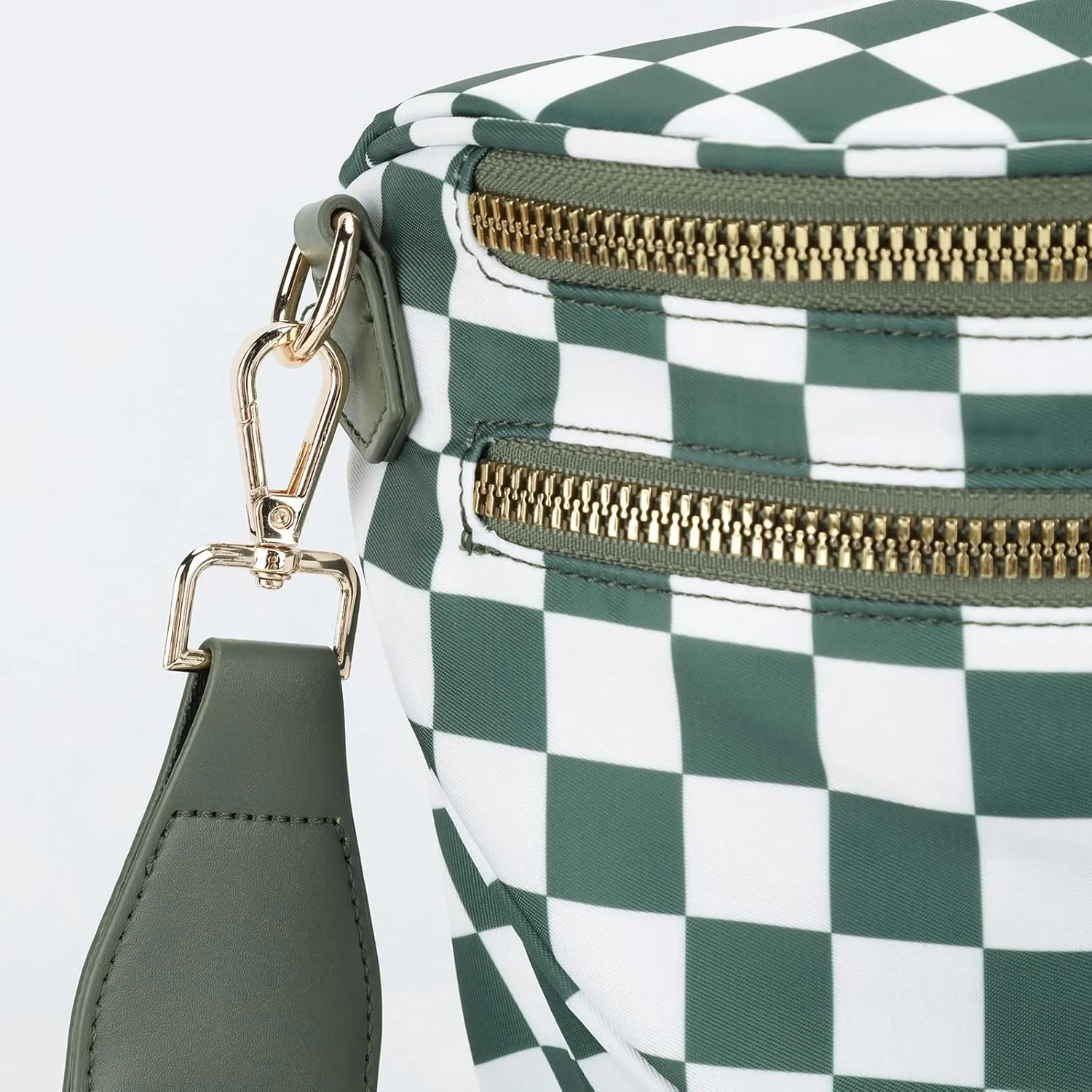 Lushandy Checkered Crossbody Bags for Women, Bum Bag Nylon Checkered Shoulder Bag Large Hobo Crossbody Purse for Travel