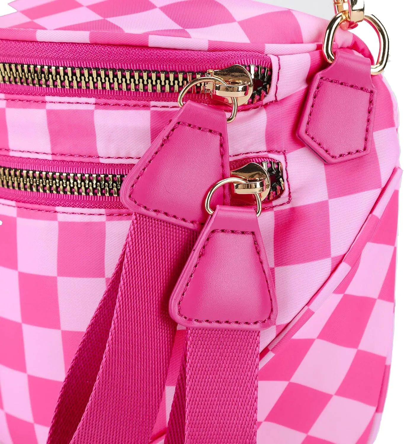 Lushandy Checkered Crossbody Bags for Women, Bum Bag Nylon Checkered Shoulder Bag Large Hobo Crossbody Purse for Travel