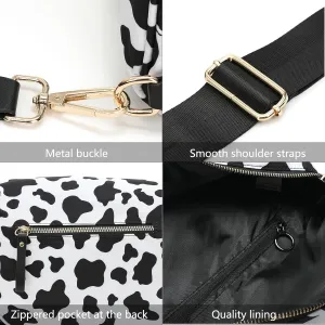 Lushandy Checkered Crossbody Bags for Women, Bum Bag Nylon Checkered Shoulder Bag Large Hobo Crossbody Purse for Travel