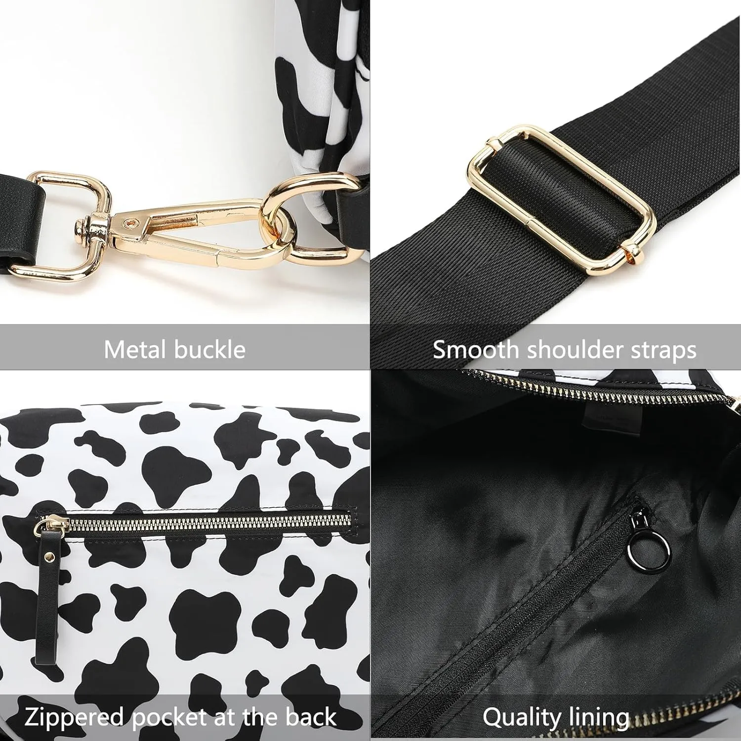 Lushandy Checkered Crossbody Bags for Women, Bum Bag Nylon Checkered Shoulder Bag Large Hobo Crossbody Purse for Travel