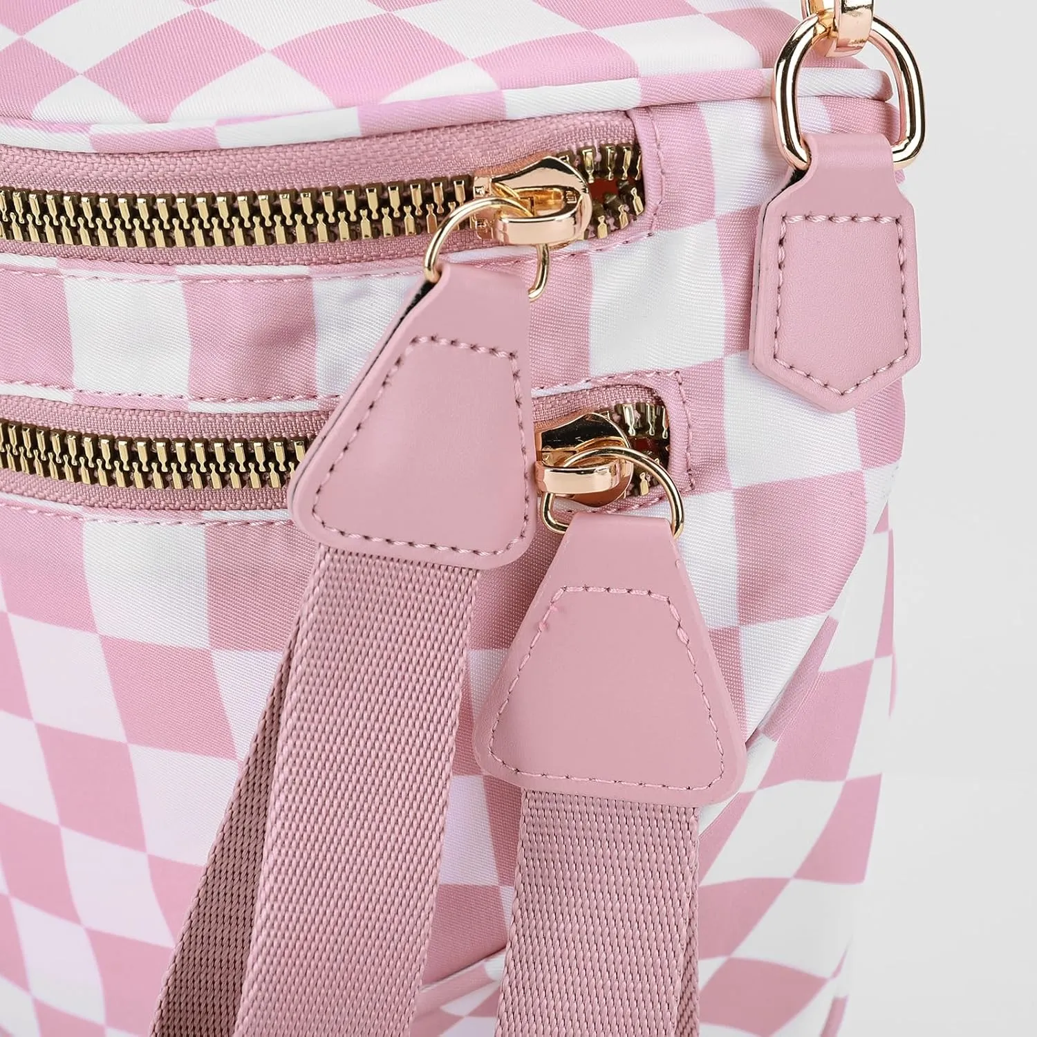 Lushandy Checkered Crossbody Bags for Women, Bum Bag Nylon Checkered Shoulder Bag Large Hobo Crossbody Purse for Travel