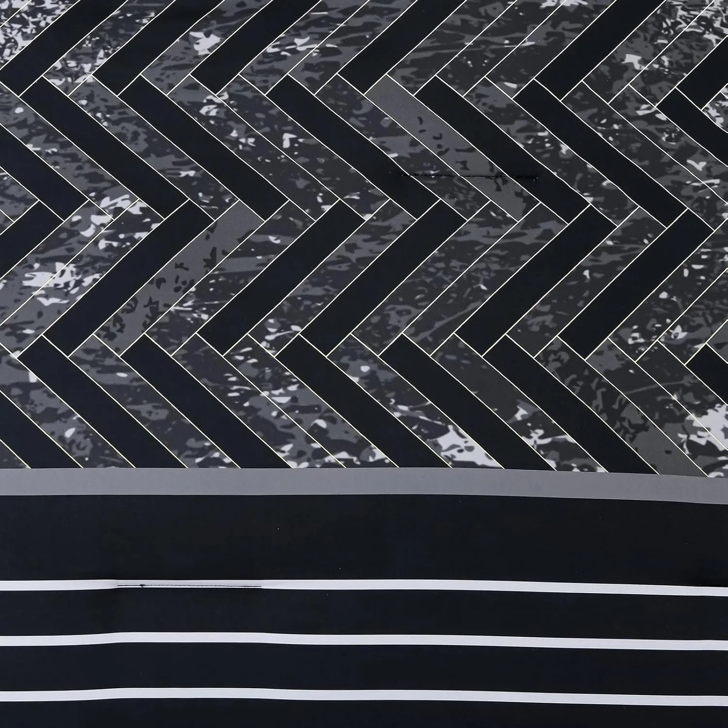 Luxudecor Black Comforter Set King Size, 7 Pieces Stripe Geometric Bed in a Bag, Geometric Comforter and Sheet Set, Soft Microfiber Complete Bedding Sets for All Seasons
