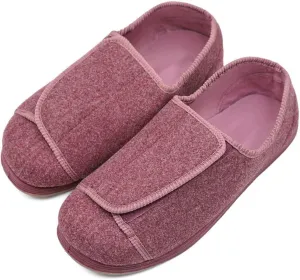 MEJORMEN Womens Diabetic Edema Slippers with Adjustable Closures Wide Width House Diabetes Strap Footwear Comfortable Orthopedic Shoes Easy On Off for Elderly Wide Swollen Feet Arthritis