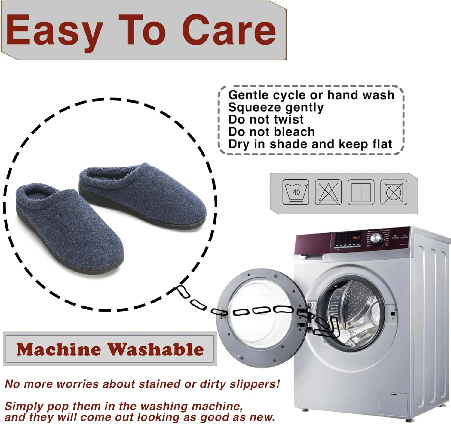 Memory Foam House Slippers for Men Indoor Outdoor Non-Slip Rubber Soles with Fuzzy Plush Lining