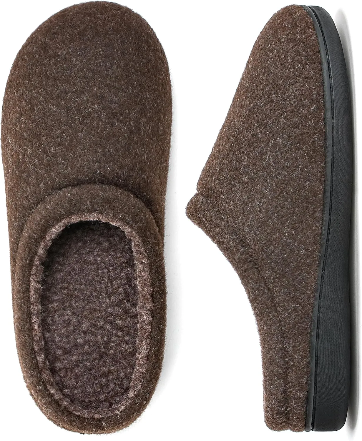 Memory Foam House Slippers for Men Indoor Outdoor Non-Slip Rubber Soles with Fuzzy Plush Lining