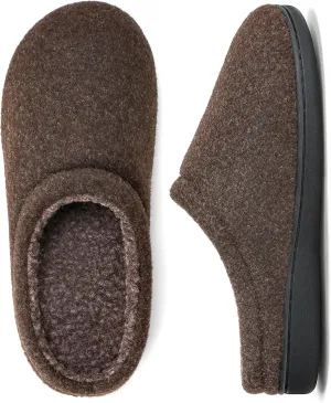 Memory Foam House Slippers for Men Indoor Outdoor Non-Slip Rubber Soles with Fuzzy Plush Lining