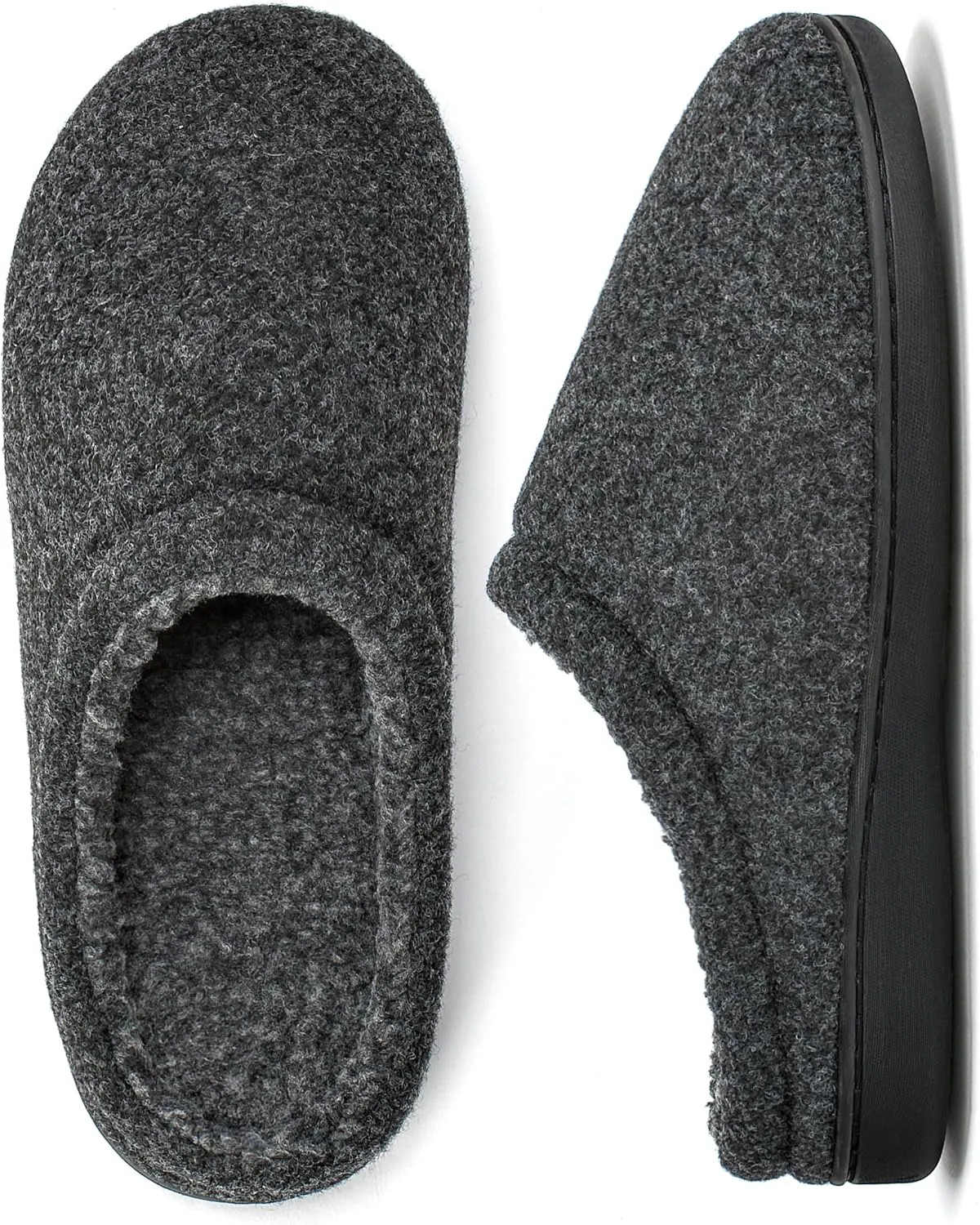 Memory Foam House Slippers for Men Indoor Outdoor Non-Slip Rubber Soles with Fuzzy Plush Lining
