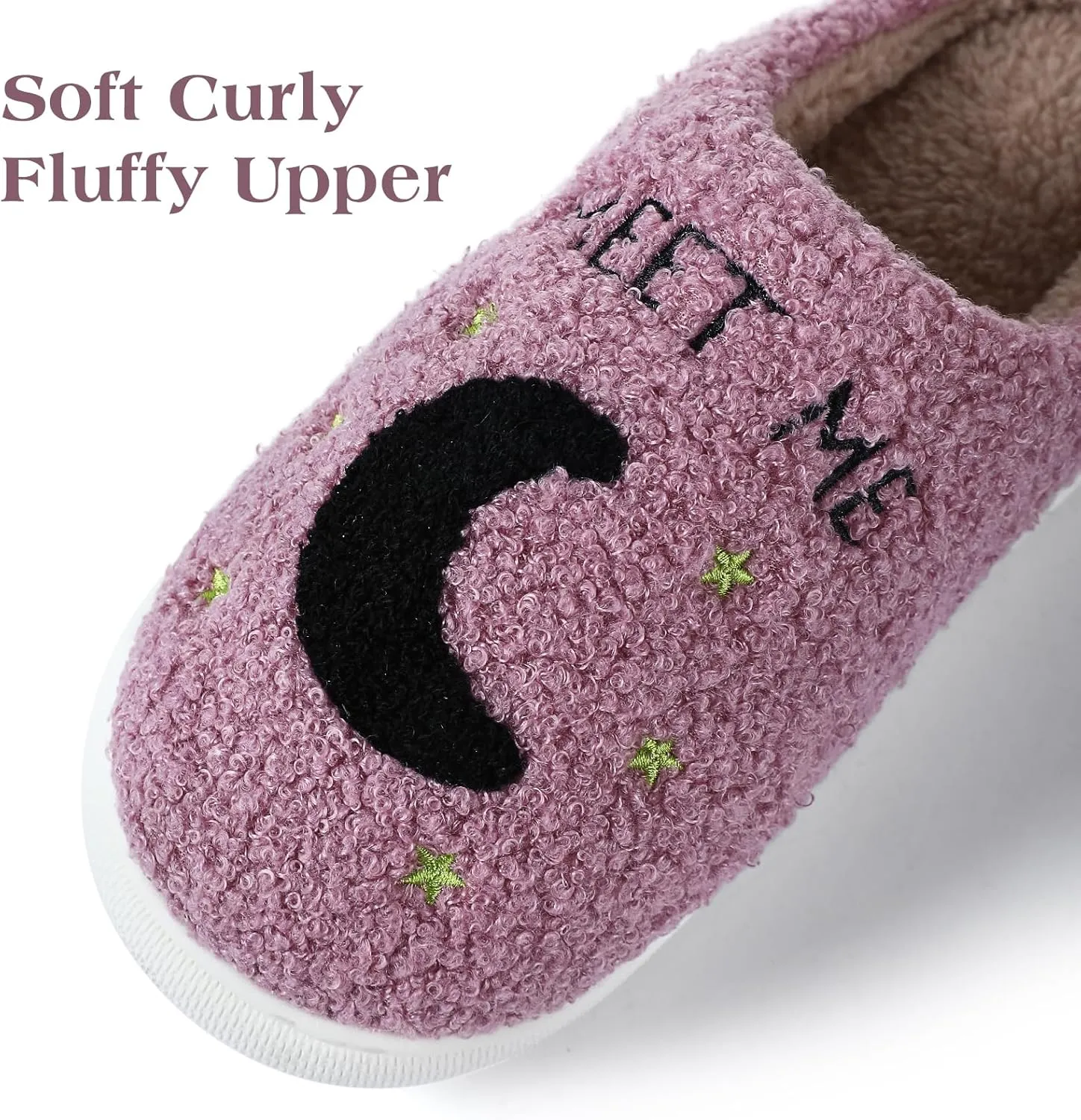 Menore Meet Me At Midnight Slippers for Womens Mens Soft Warm Fuzzy House Slides Memory Foam Lightweight Slip-on Slippers Indoor Outdoor