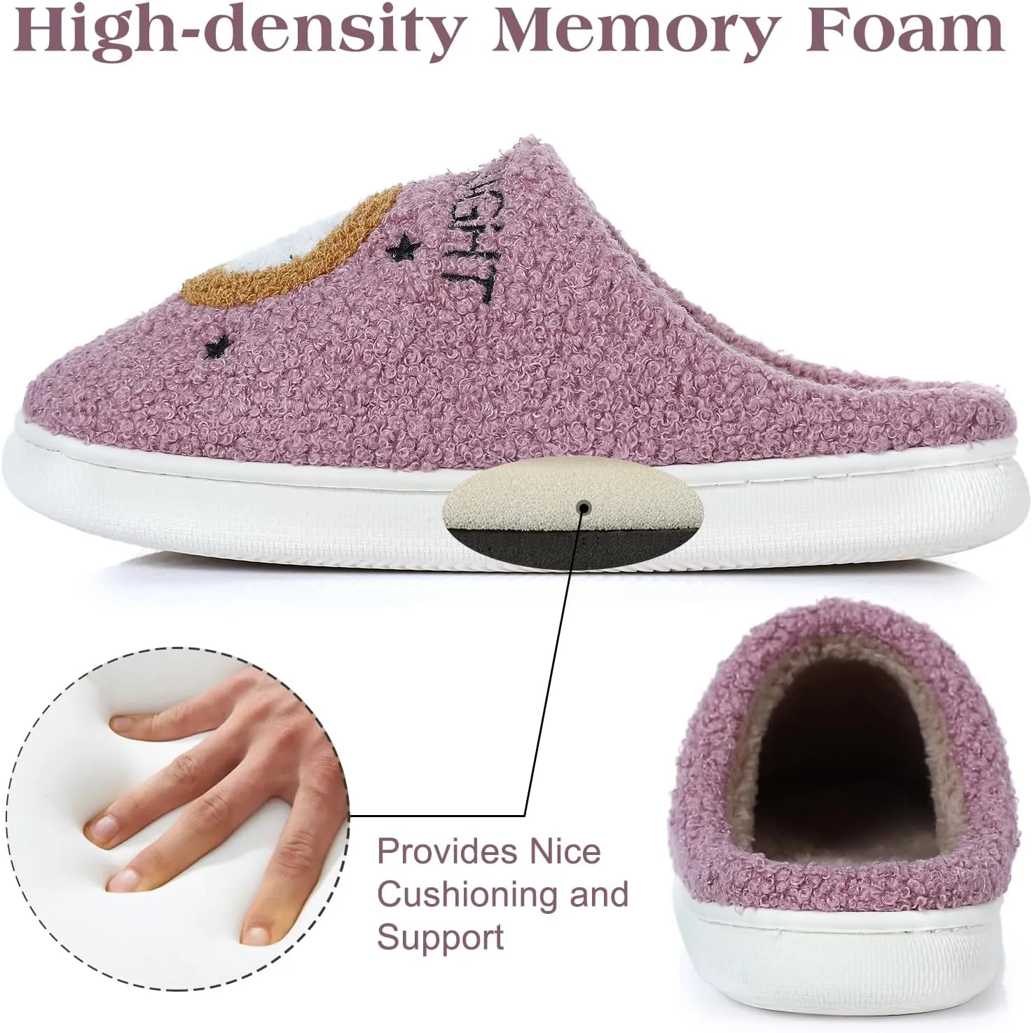 Menore Meet Me At Midnight Slippers for Womens Mens Soft Warm Fuzzy House Slides Memory Foam Lightweight Slip-on Slippers Indoor Outdoor