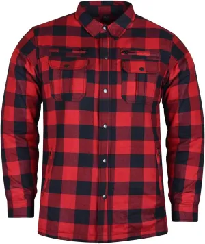 Mens Armored Checkered Flannel Biker Shirt, Multiple Waterproof Storage Pockets CE Approved Armor Reinforced Water Resistant