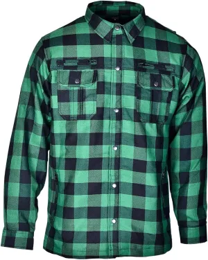 Mens Armored Checkered Flannel Biker Shirt, Multiple Waterproof Storage Pockets CE Approved Armor Reinforced Water Resistant