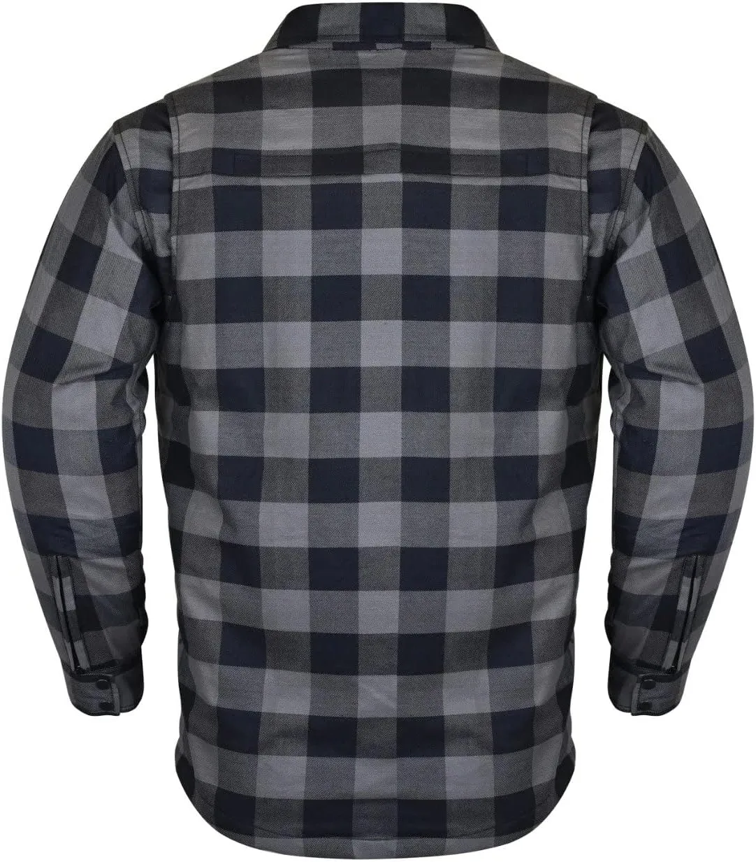 Men's Biker Armored Checkered Flannel Shirt with Kevlar, Waterproof Zippers & C.E. Approved Armors