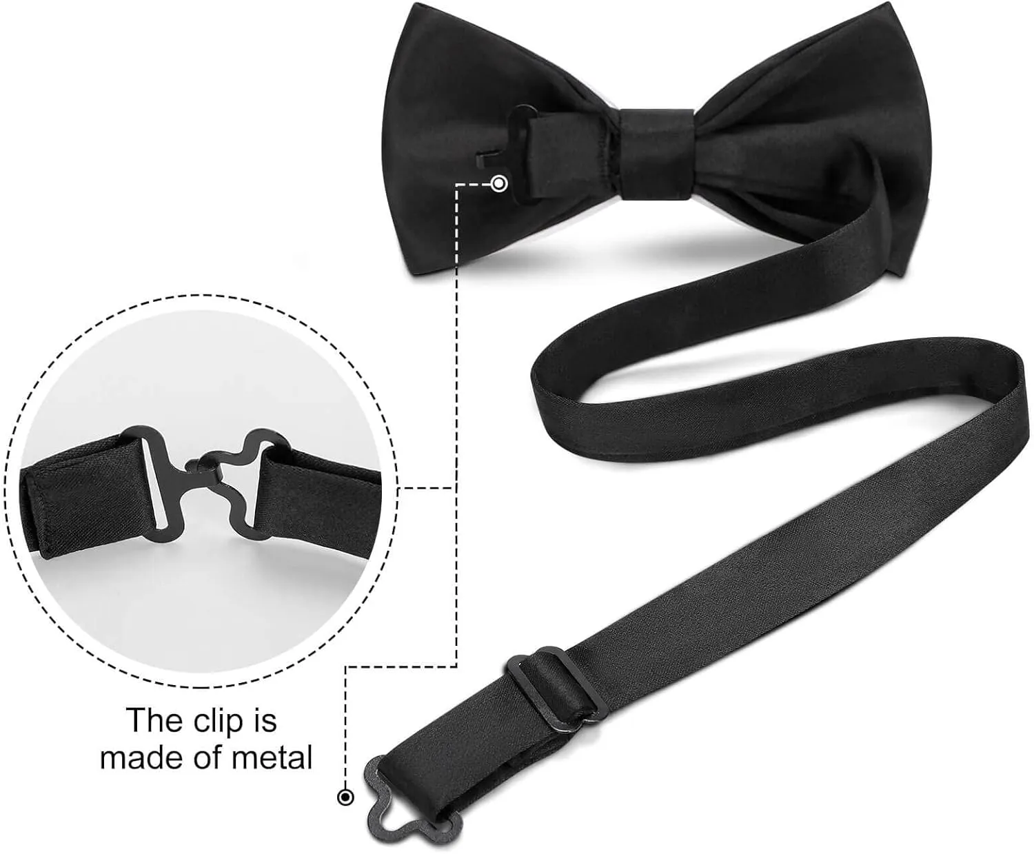 Men's Bow Tie, Adjustable Men's Pre-tied Bow Tie, Soft Men's Bowtie Necktie