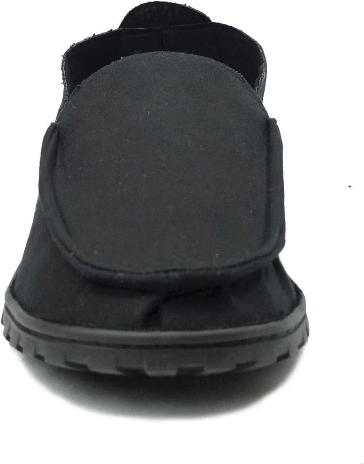 Men's Canvas Loafer House Shoe Moccasins Heavy Duty Rubber Bottom