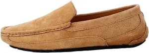 Men's Loafers Solid Color Round Toe Suede Vamp Moccasins Shoes Slip Resistant Flat Heel Lightweight Casual Walking Slip-ons