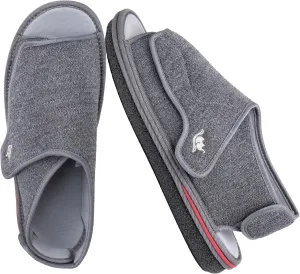 Mens Memory Foam Diabetic Slippers with Adjustable Closure, Extra Wide Comfy Warm Plush Fleece Arthritis Edema Swollen Diabetic House Shoes Machine Washable with Anti Slip Sole