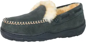 Men's Moccasin Slippers Genuine Suede Uppers Shearling Lining Memory Foam House Shoes, Indoor and Outdoor Warm Loafer