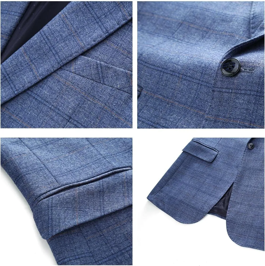 Mens Plaid Blazer Sports Coat Casual Slim Fit Checkered Blazer for Men Wedding