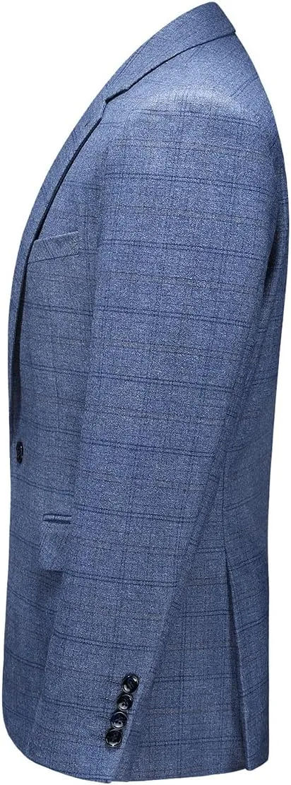 Mens Plaid Blazer Sports Coat Casual Slim Fit Checkered Blazer for Men Wedding