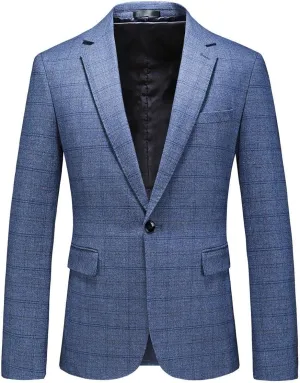 Mens Plaid Blazer Sports Coat Casual Slim Fit Checkered Blazer for Men Wedding