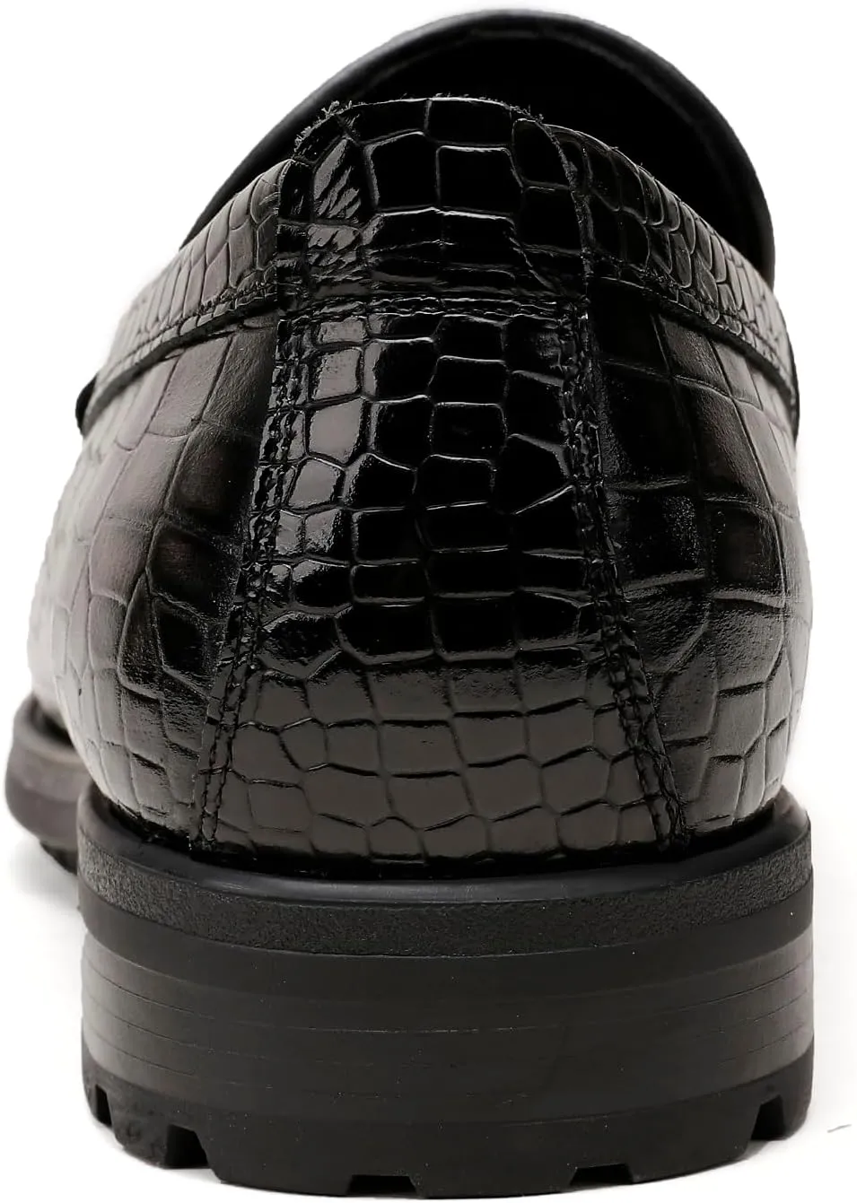 Men's Platform Tassel Loafer, Crocodile Printed Leather Dress Shoes for Mens Business Formal Wedding Porm Party Shoes Casual Slip-On Penny Loafers