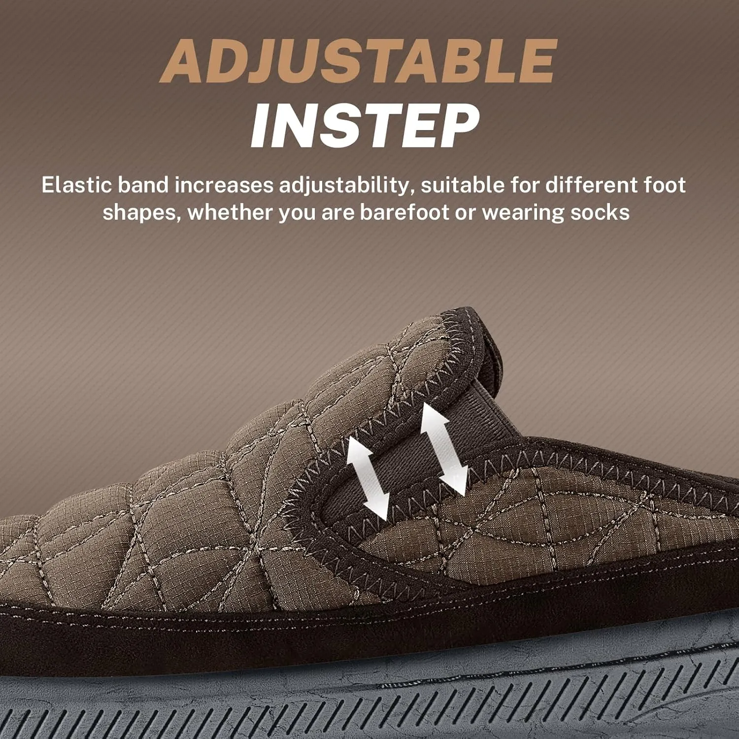 Mens Slippers for Plantar Fasciitis, Slip on Arch Support House Slippers for Men, Lightweight Indoor Outdoor Wide Toe Box Shoes for Men with Cushioned Outsole