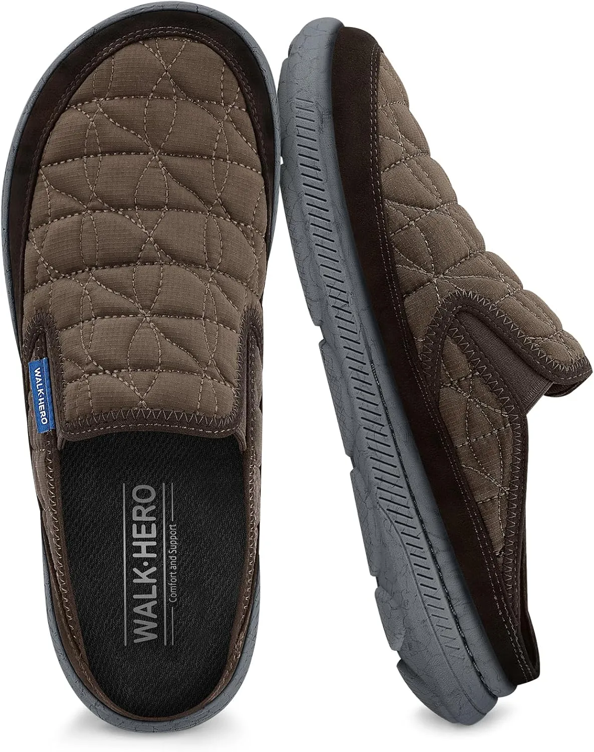 Mens Slippers for Plantar Fasciitis, Slip on Arch Support House Slippers for Men, Lightweight Indoor Outdoor Wide Toe Box Shoes for Men with Cushioned Outsole