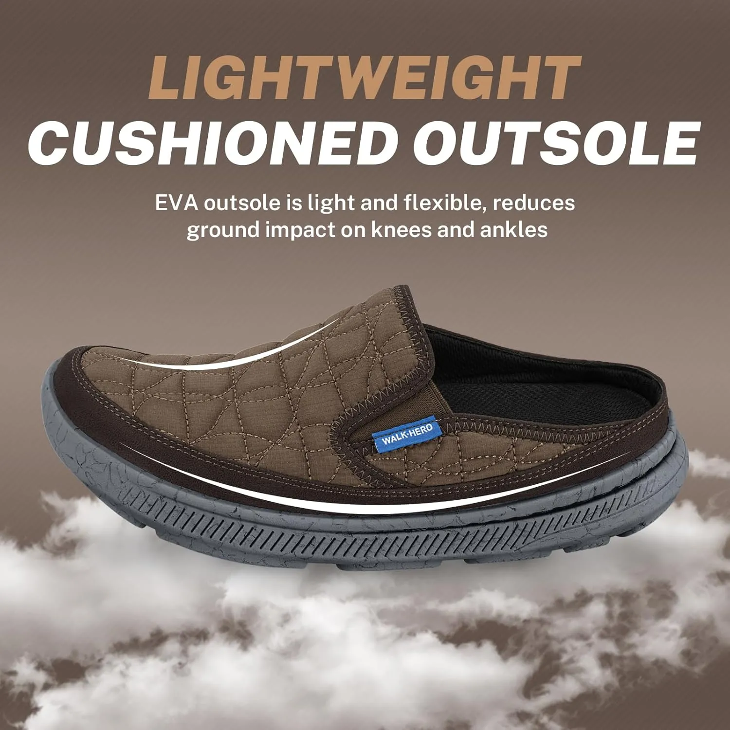 Mens Slippers for Plantar Fasciitis, Slip on Arch Support House Slippers for Men, Lightweight Indoor Outdoor Wide Toe Box Shoes for Men with Cushioned Outsole