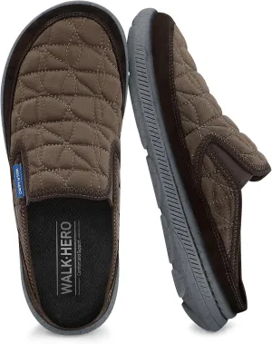 Mens Slippers for Plantar Fasciitis, Slip on Arch Support House Slippers for Men, Lightweight Indoor Outdoor Wide Toe Box Shoes for Men with Cushioned Outsole