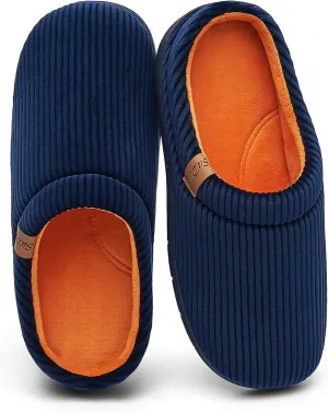 Men's Two-Tone Slippers with Arch Support Slip-On Warm House Shoes Cozy Memory Foam Indoor/Outdoor Breathable Slipper