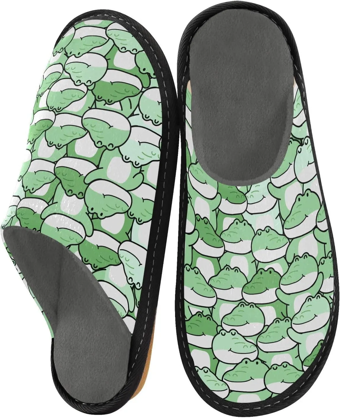 Mens Women's Cosy Slippers, Funny Cartoon Cute Crocodiles Casual Slip-On Breathable Memory Foam Scuff House Shoes for Indoor/Outdoor Size 4-11