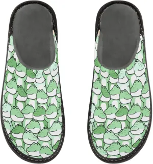 Mens Women's Cosy Slippers, Funny Cartoon Cute Crocodiles Casual Slip-On Breathable Memory Foam Scuff House Shoes for Indoor/Outdoor Size 4-11