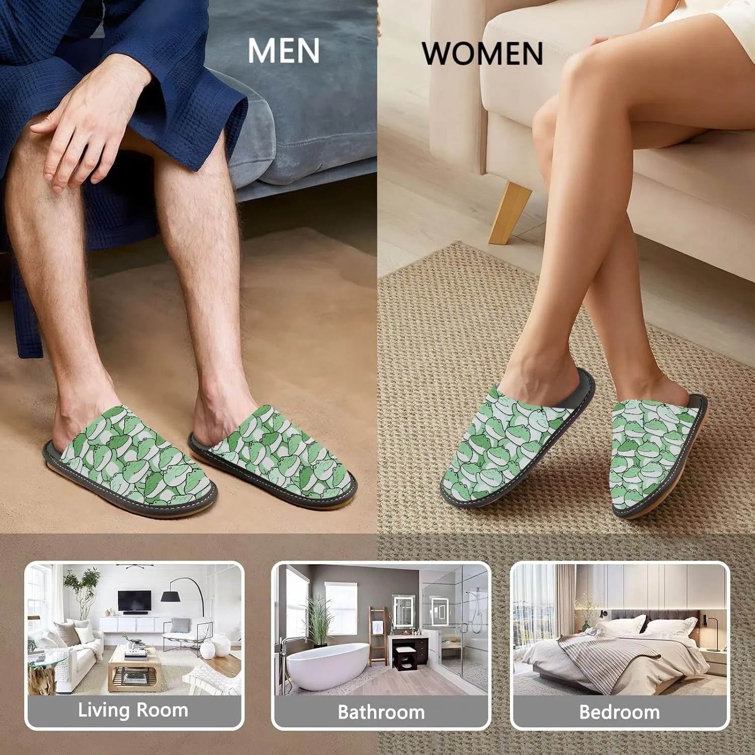 Mens Women's Cosy Slippers, Funny Cartoon Cute Crocodiles Casual Slip-On Breathable Memory Foam Scuff House Shoes for Indoor/Outdoor Size 4-11
