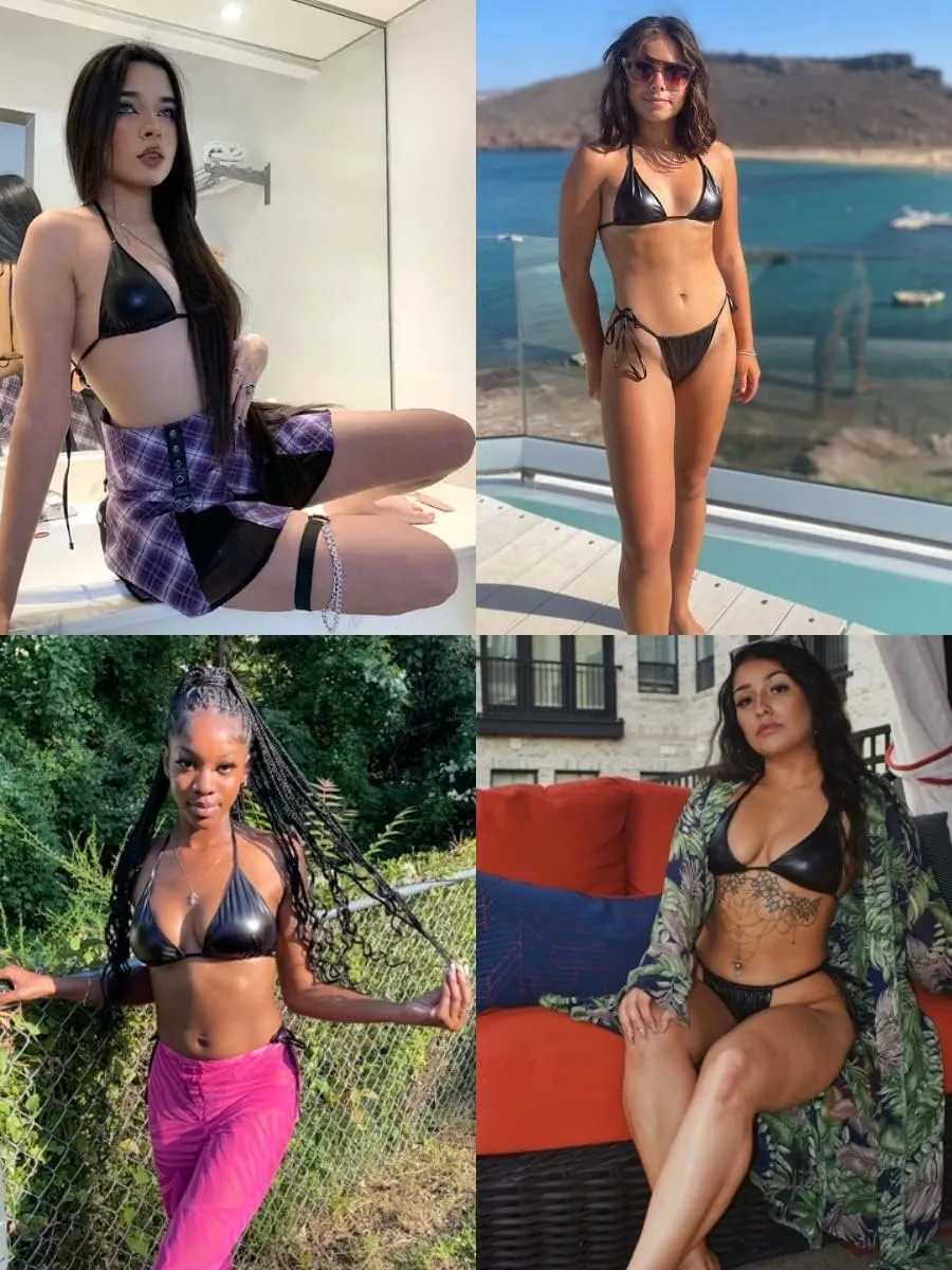 Metallic String Bikini for Women - Sexy Beach Glitter Swimsuits Bathing Suit Triangle Tops Side Tie Thong Bottom Set
